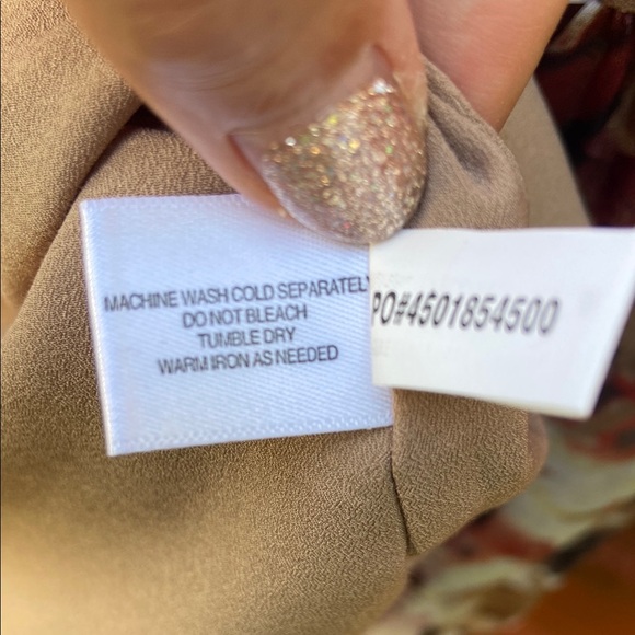 Boston Proper Lace Up Neckline Floral Chiffon Flounce Sleeve Top Women's Size M - Picture 4 of 8